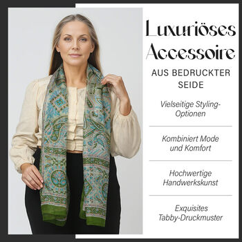 Geschmeidiger Luxuri&ouml;ser 100% Seidenschal, gr&uuml;n