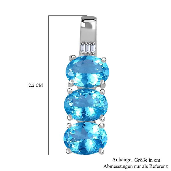 AA Paraiba-Apatit, Weißer Diamant Anhänger 925 Silber rhodiniert ca. 3.74 ct image number 6