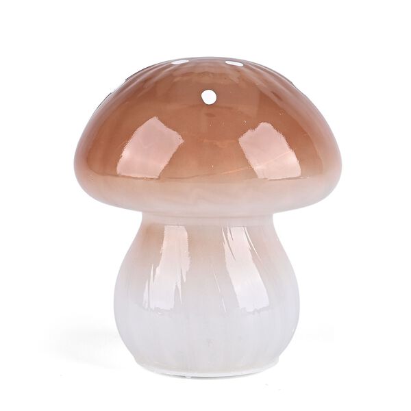 LIVMORE Glas Nachtlicht in Pilzform mit LED Lichterkette, 13,5x13,5x15,5cm, Braun image number 2