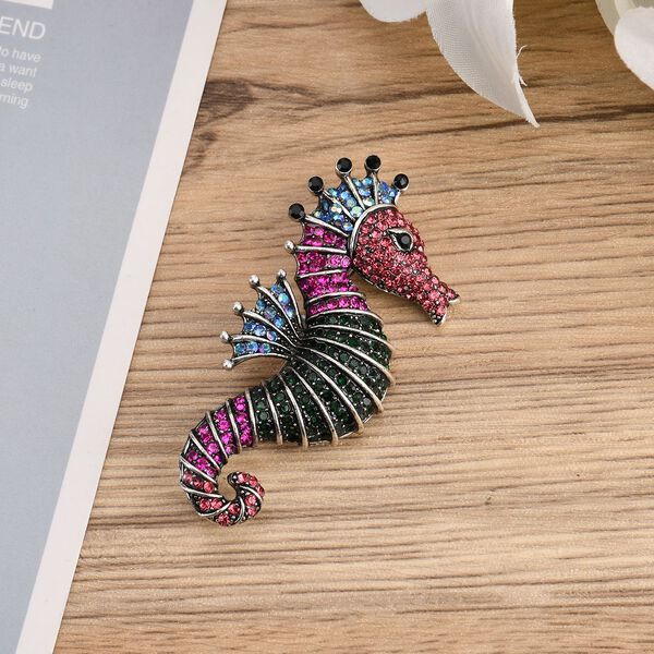 Mehrfarbiger Kristall Brosche Antik-silber-Plattierung image number 1