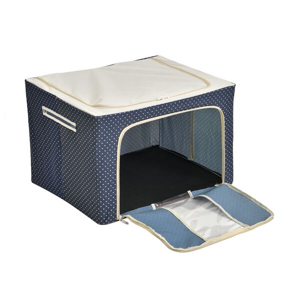 66L Aufbewahrungsbox mit Metallrahmen, Stapel- und faltbar, 50x40x33cm, Blau image number 4