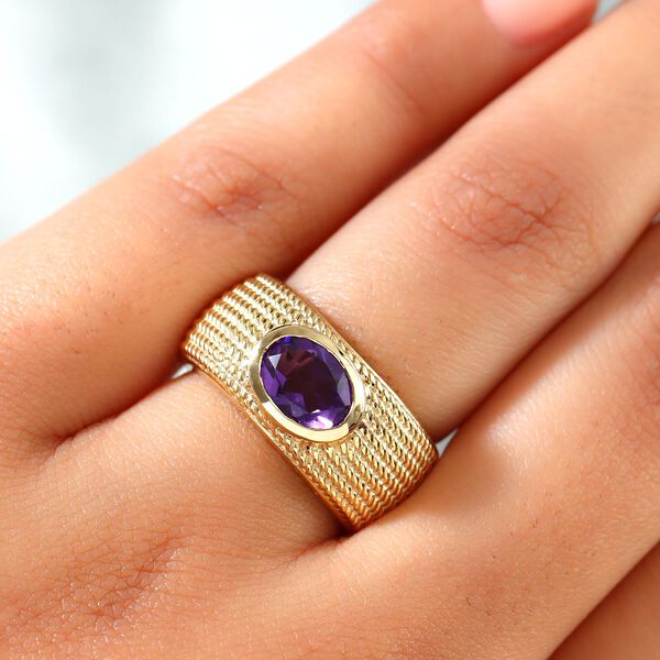 Afrikanischer Amethyst Ring Messing vergoldet  ca. 1,16 ct image number 3