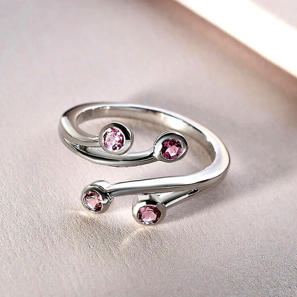 Rosa Turmalin Bypass Ring 925 Silber platiniert  ca. 0,38 ct image number 2