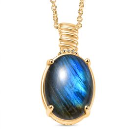 Labradorit Anhänger mit Kette, ca. 18.00 ct