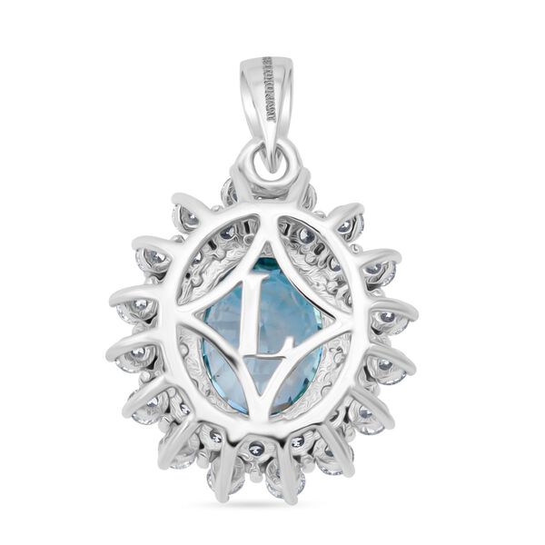 AAA Blauer Zirkon, Lab Grown Diamant Anh&auml;nger 375 Gold Wei&szlig; ca. 5,14 ct. image number 4