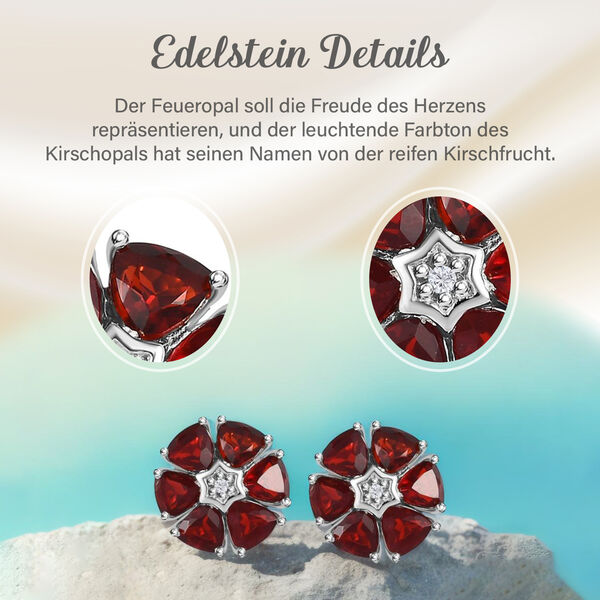 Blumenpracht mexikanische Kirschfeuer-Opal und Zirkon-Ohrstecker image number 8