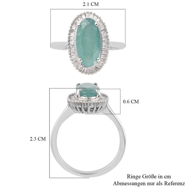 Grandidierit und Diamant Halo Ring 925 Silber Platin-&Uuml;berzug image number 7