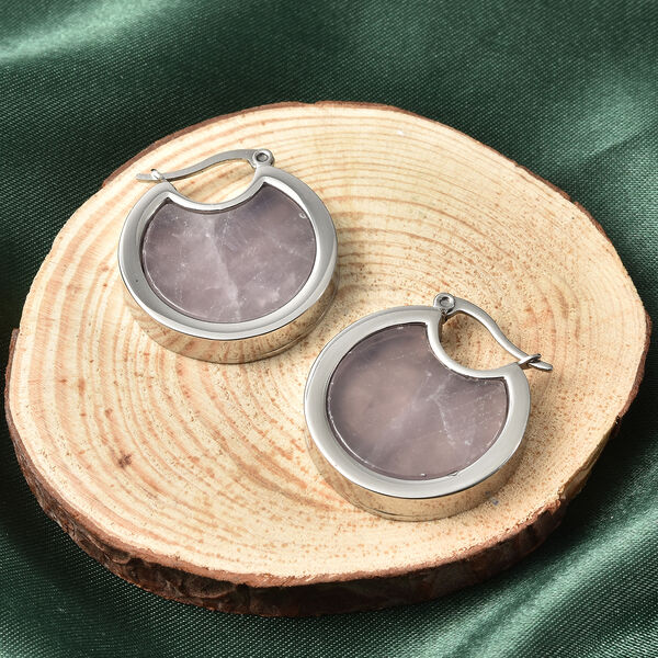 Rosenquarz Ohrringe Edelstahl ca. 21,00 ct image number 5