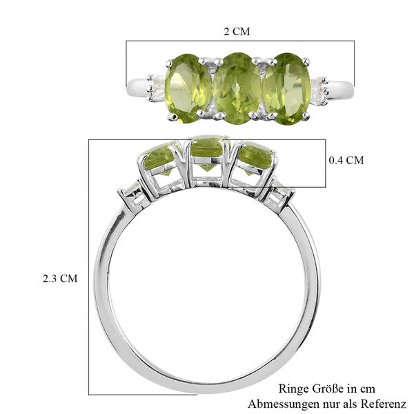 Nat&uuml;rlicher Peridot und Diamant 3 Stein Ring 925 Silber  ca. 1,28 ct image number 7