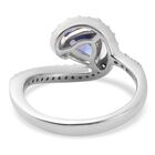 Tansanit und Zirkon Halo Ring 925 Silber Platin-Überzug image number 5