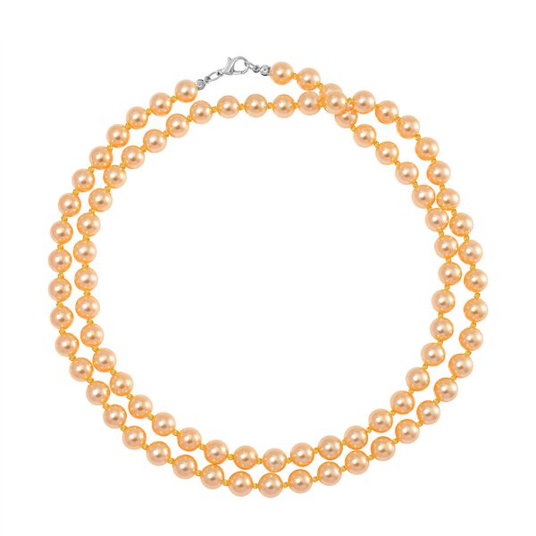 Goldene Muschelkernperlen Halskette, 100 cm image number 3