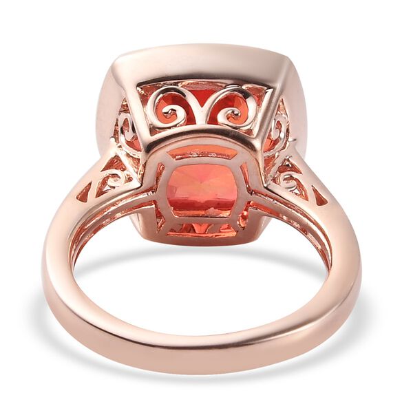Padparadsha Triplett Quarz Solit&auml;r Ring 925 Silber Rose Gold-&Uuml;berzug image number 6