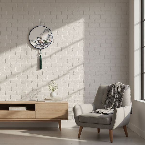 "Brand:LIVMORE Double-sided embroidery Silk wall decoration with  Jade tassel- Round shape                                                                                                            Size Dia: 20cm Pattern:dark blue Mountain Dwelling Packag image number 2