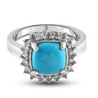 Natürlicher Sleeping Beauty Türkis Halo-Ring 925 Silber platiniert (Größe 18.00) ca. 2,70 ct