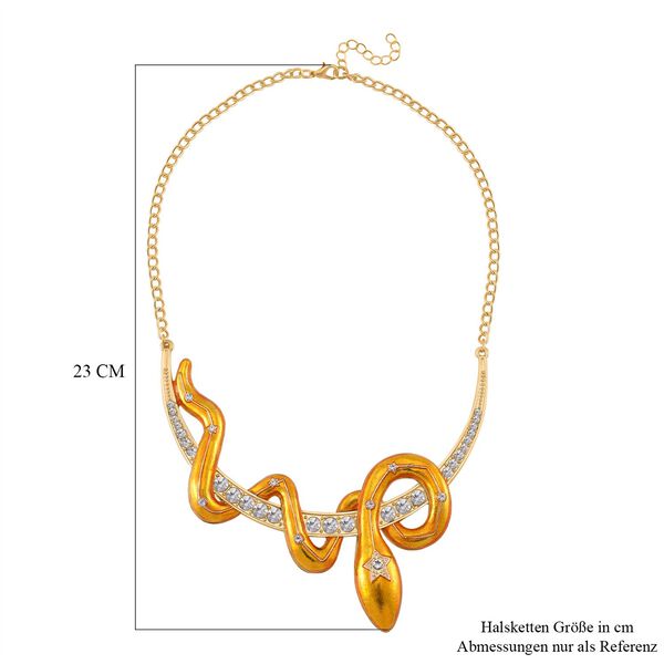 Gelbgold emaillierte weiße Kristall-Halskette, 50 cm image number 4