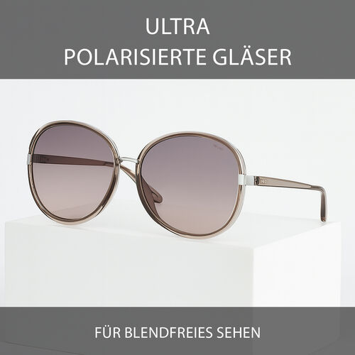 Sonnenbrille mit UV400-Schutz, runde Gläser, transparenter Rahmen in Rosa image number 1