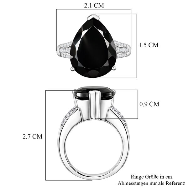 Elite Shungit und Zirkon Ring 925 Silber platiniert image number 7