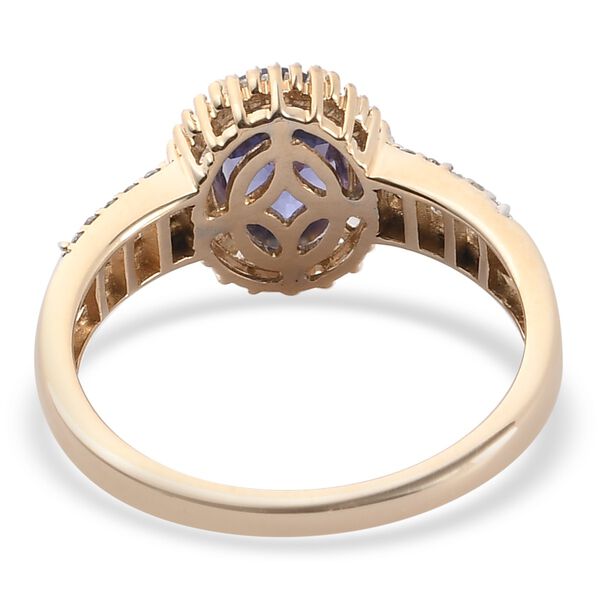 AA Tansanit und Diamant Halo Ring 375 Gelbgold image number 5