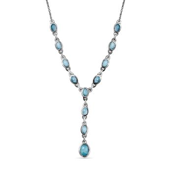 Larimar Collier, ca. 45 cm, 925 Silber platiniert ca. 7.24 ct