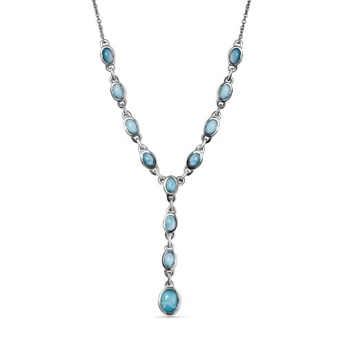 Larimar Collier, ca. 45 cm, 925 Silber platiniert ca. 7.24 ct image number 0
