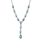 Larimar Collier, ca. 45 cm, 925 Silber platiniert ca. 7.24 ct