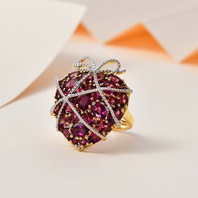 GP Amore Kollektion- Rhodolith Granat, Zirkon und blauer Saphir-Ring- 9,29 ct.