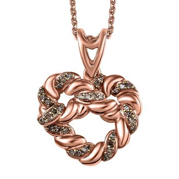 GP Amore Kollektion - Nat&uuml;rlicher Champagner Diamant und Kanchanaburi blauer Saphir Anh&auml;nger mit 50cm Kette, 925 Silber 750 Ros&eacute;gold Vermeil - 0,15 ct.