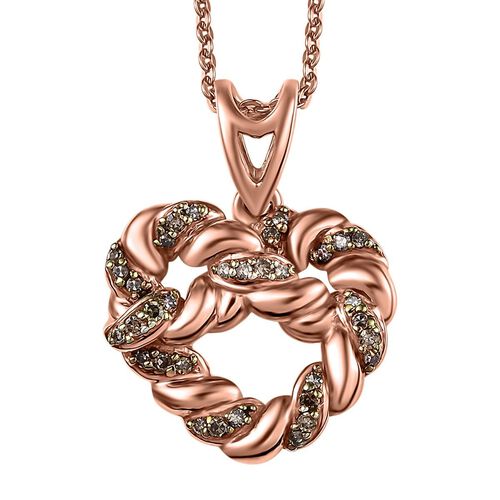 GP Amore Kollektion - Natürlicher Champagner Diamant und Kanchanaburi blauer Saphir Anhänger mit 50cm Kette, 925 Silber 750 Roségold Vermeil - 0,15 ct. image number 0