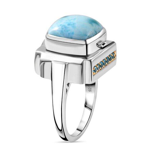 GP Art Déco Kollektion - AA Larimar, himmelblauer Topas, Neon Apatit und blauer Saphir-Ring und Anhänger - 10,16 ct. image number 7