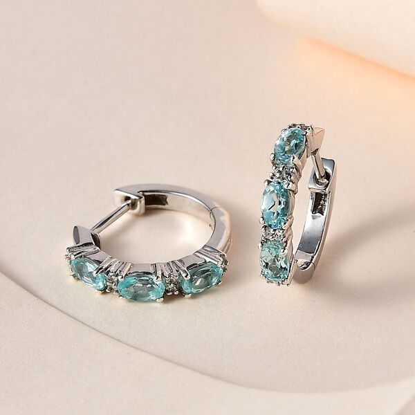 Minz Apatit und Zirkon Huggie Ohrringe image number 1