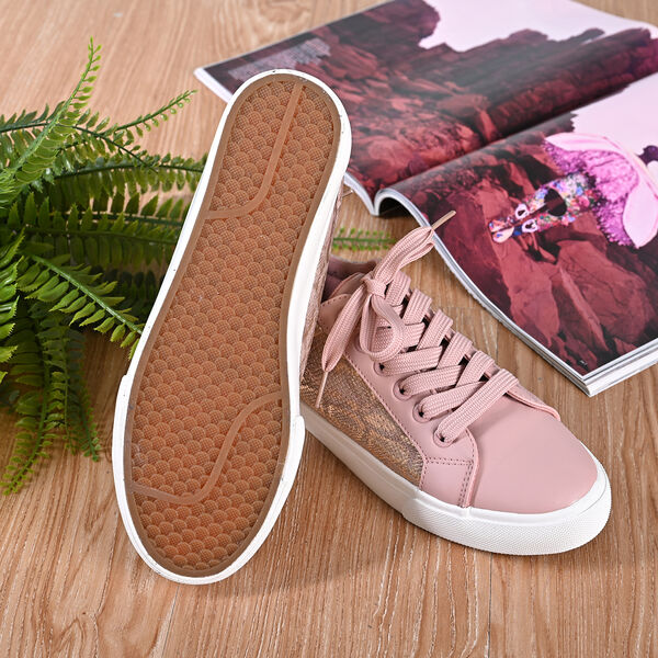 LA MAREY - Sneaker aus Kunstleder, Schlangenhautmuster, Gr&ouml;&szlig;e 40, Rosa image number 5