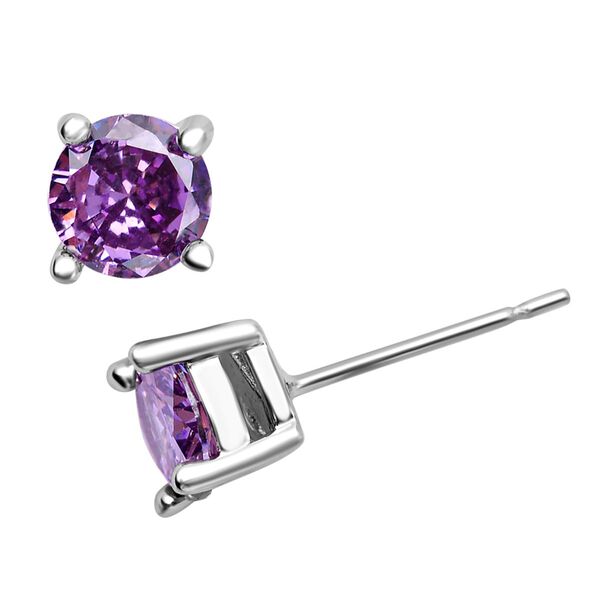 Lila Zirkonia-Ohrstecker mit Armband, reines Messing ca. 21,00 ct image number 6