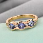 Tansanit und Zirkon 3 Stein Ring 925 Silber 585 Vergoldet image number 1