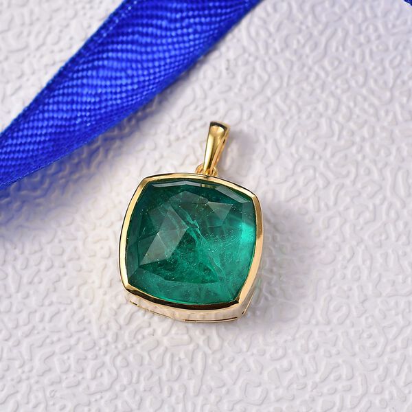 D'Joy Smaragd-Quarz Triplette Anh&auml;nger 925 Silber ca. 19.16 ct image number 2