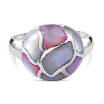 Mehrfarbiger Perlmutt-Ring in 925 Silber - 2,50 ct.