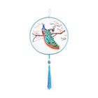 "Brand:LIVMORE Double-sided embroidery Silk wall decoration with  Jade tassel- Round shape                                                                                                               Size Dia: 20cm Pattern: Green Peacock Package:Gift Box