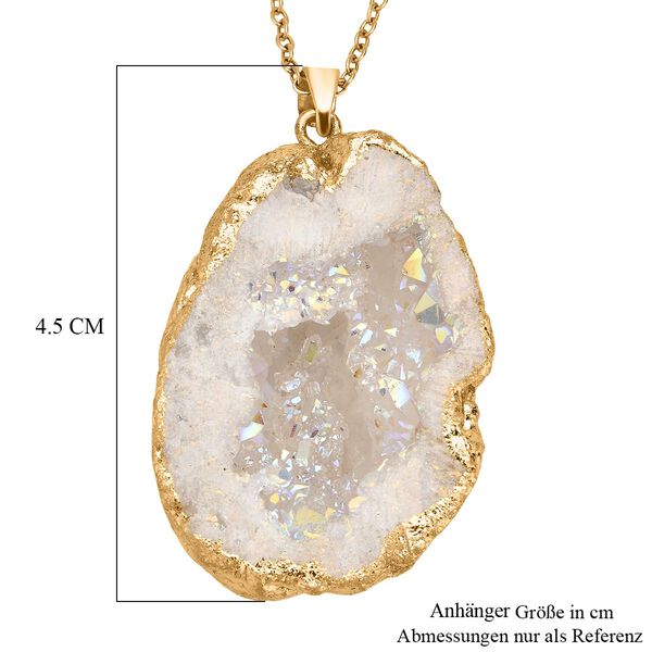 Wei&szlig;er Drusy Quarz-Anh&auml;nger mit 50+5cm Kette - 65,70 ct. image number 6