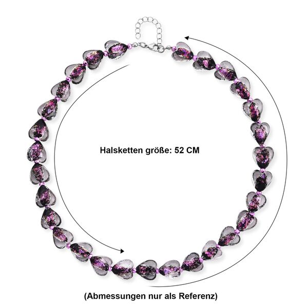 Lila Murano-Stil Glas Halskette ca. 53.25 cm 316L Edelstahl image number 6