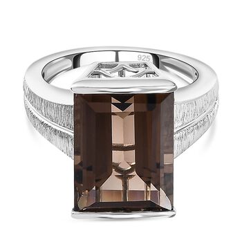 Rauchquarz Ring, 925 Silber platiniert (Gr&ouml;&szlig;e 16.00) ca. 7.13 ct