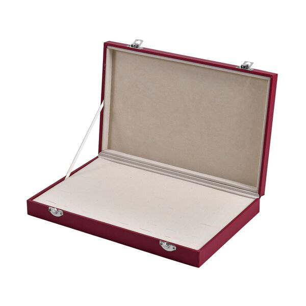 Moderne Ringschatulle aus Kunstleder mit zwei Verschl&uuml;ssen, 29x18.5x4cm, Weinrot image number 5
