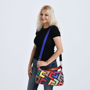 Chaos by Elsie Echtleder Crossbody mit RFID, Krokopr&auml;gung Rauten, 32 x 12.5 x 22 cm, Mehrfarbig