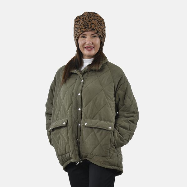 Innovativer 2 in 1 Infinity Schal und Mütze, 35x28cm, Braun Leopard image number 4