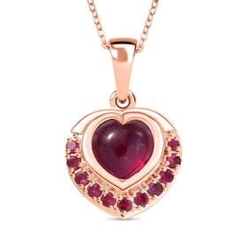 Königlicher Glamour- AAA Afrikanischer Rubin (Fissure gefüllt) Schmuckset 925 Silber 750 Roségold Vermeil ca. 2.87 ct