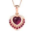 AAA Afrikanischer Rubin (Fissure gefüllt) Schmuckset 925 Silber 750 Roségold Vermeil ca. 2.87 ct