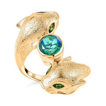 GP Trionfo Kollektion- Pfau Triplett Quarz, Chromdiopsid und Kanchanaburi blauer Saphir-Ring - 1,87 ct.