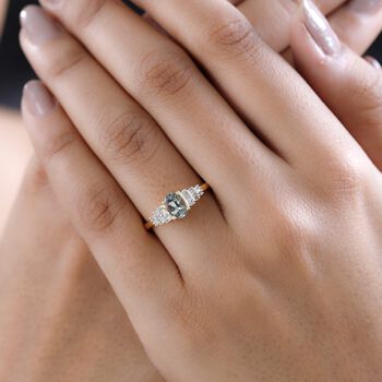 AA gr&uuml;ner Tansanit und Diamant-Ring - 1,08 ct.