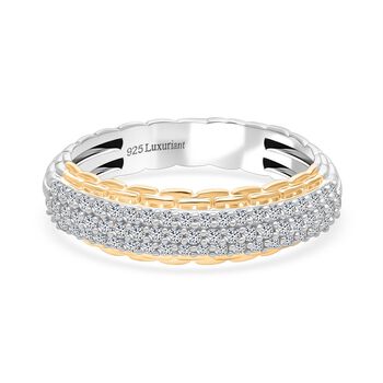 LUXURIANT DIAMOND - Lab Grown Diamant SI-GH Ring 925 Silber Rhodiniert und 750 Gelbgold Vermeil (Gr&ouml;&szlig;e 18.00) ca. 0,55 ct