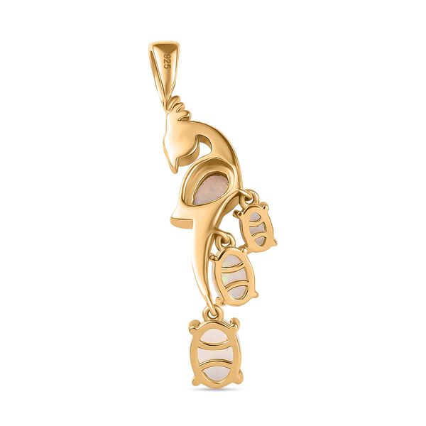 AA Natürlicher, äthiopischer Welo Opal Anhänger 925 Silber 750 Gelbgold Vermeil ca. 1.36 ct image number 5