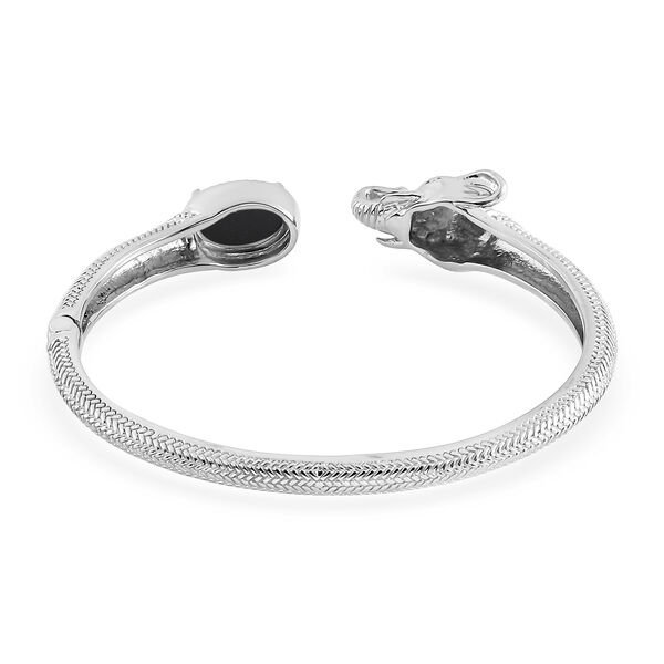 Schwarzer Turmalin Elefantenkopf-Armreif, ca. 20 cm, Edelstahl ca. 6,76 ct image number 5