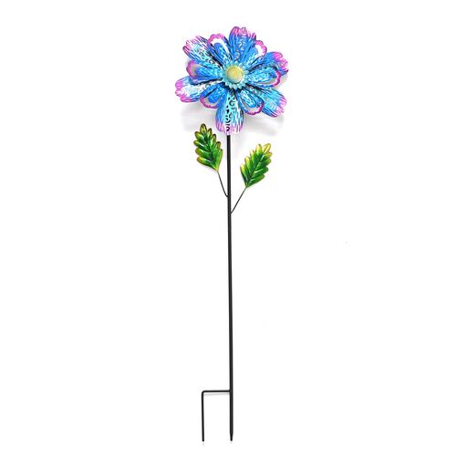 Dekoratives Windspiel in Blumenform, aus Metall, mit Ausschnitt-Design, langlebiges Eisen, zum Einstecken, für Garten oder Terrasse, ca. 25x97?cm image number 0